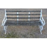 A Victorian cast iron ended garden bench, probably Colebrookdale, bearing Reg. No.