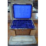 A Victorian brass bound rosewood ladies vanity box,