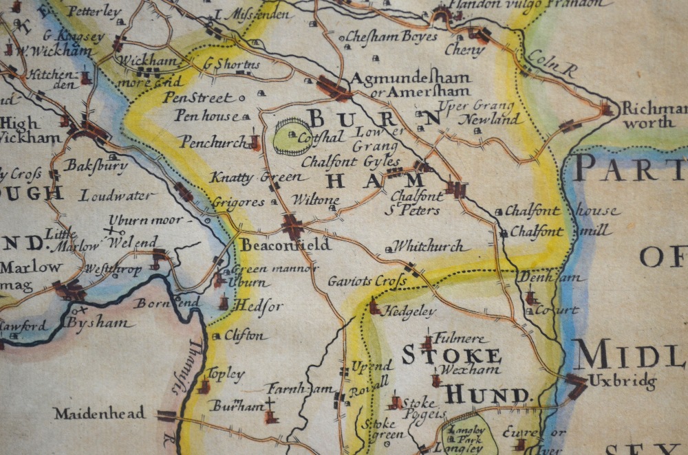 A 17th century Robert Morden county map, Buckinghamshire, 42 x 35 cm, - Image 3 of 5