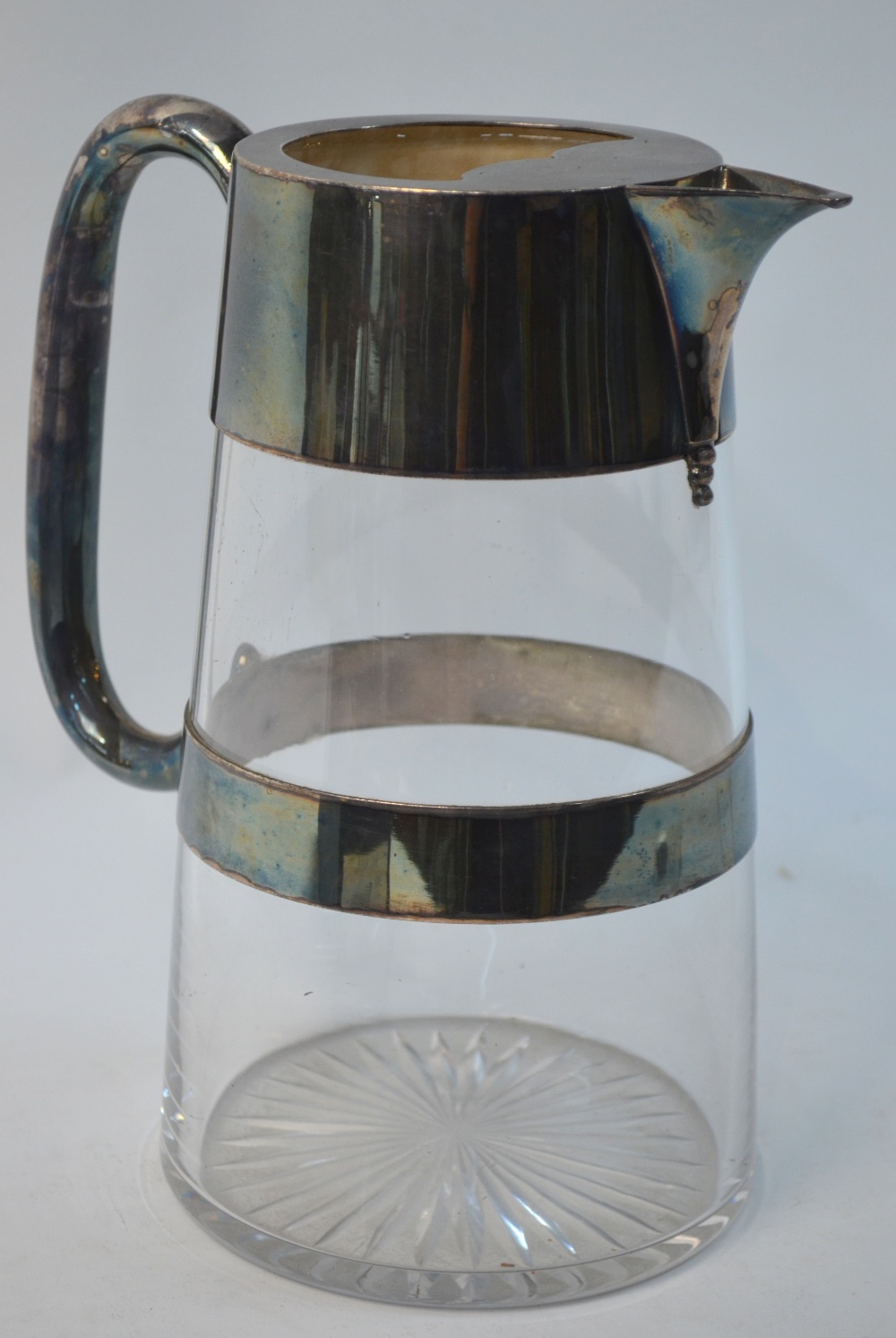 A glass punch-jug with electroplated mounts, to/w a pair of candlesticks, three bottle coasters, - Image 10 of 10