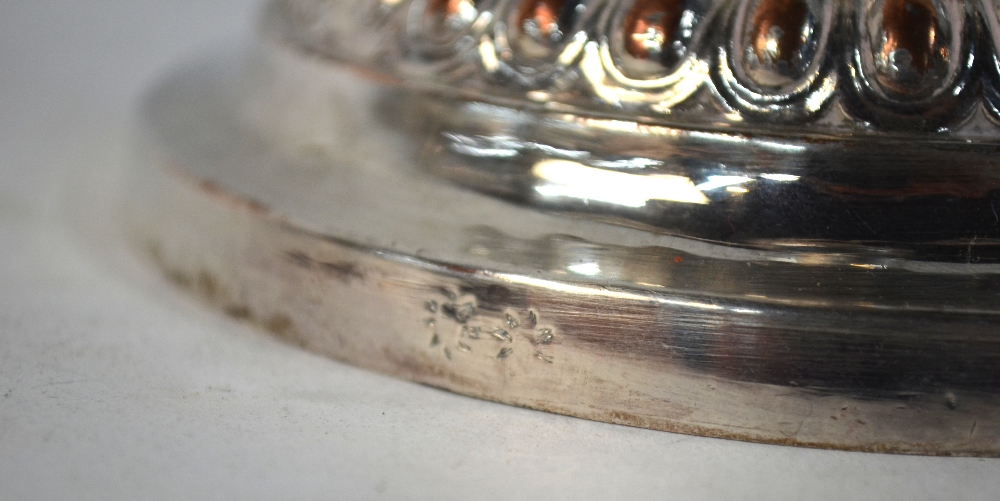 A pair of electroplated twin-branch candelabra on baluster pillars and circular bases - Image 7 of 8