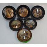 Six Pratt & Co pot lids - The Village Wedding; That No Jealous Rival shall Laugh Me to Scorn;