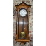 Gebr Resch, Wien, a late 19th/20th century walnut and ebonised Vienna Regulator style wall clock,