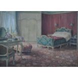 Wilhelm Claudius (1854-1942) - Interior view of a bedroom, oil on canvas,