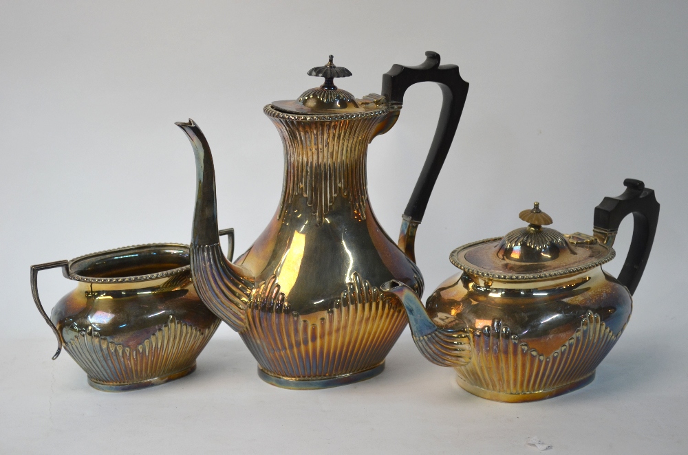 An Elkington plate half-reeded four-piece tea/coffee service, to/w an oval entree dish and cover, - Image 7 of 8