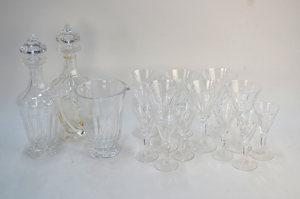 A set of six Waterford 'Sheila' pattern conical fluted wine glasses with hexagonal cut stems and