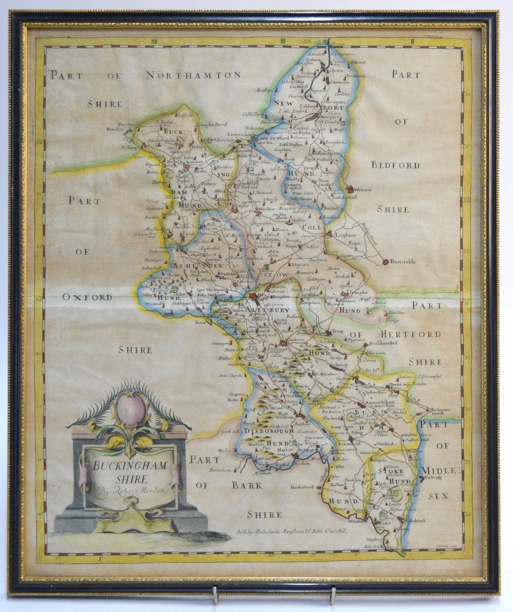 A 17th century Robert Morden county map, Buckinghamshire, 42 x 35 cm,
