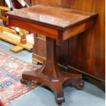 An early Victorian mahogany occasional table, the rectangular top over a full width frieze drawer,