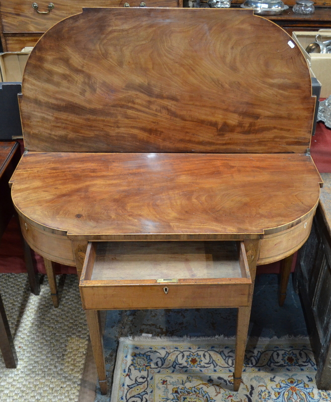 A George III figured mahogany tea table, - Image 2 of 2