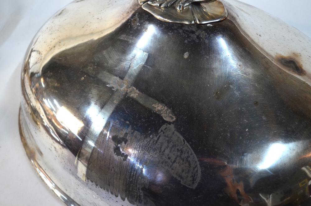 A large electroplated meat dome with cast loop handle, - Image 5 of 6