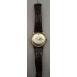 A gentleman's 9ct gold Roamer wristwatch with 17-jewel Incabloc movement and silvered dial with