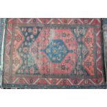 An old Persian Hamadan rug, 184 x 136 cm to/w a small Afghan rug,