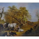 Hon? - Animals in a clearing, oil on canvas, signed and date 1872 lower left,