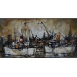 Didier Grandt - The Hamburg Harbour, oil on canvas, signed and dated '67 lower right, 40 x 78 cm,