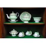 Two Ridgway green and white part tea services, c.