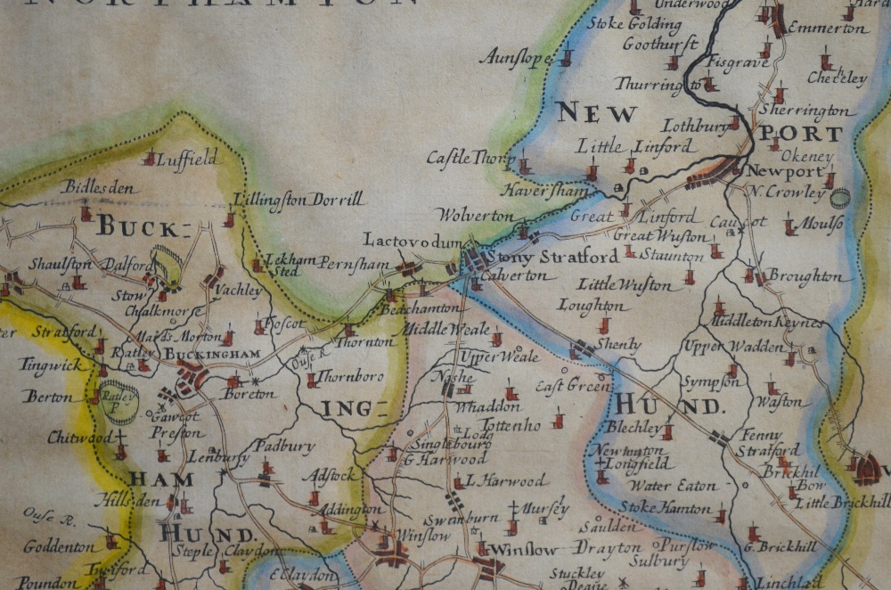 A 17th century Robert Morden county map, Buckinghamshire, 42 x 35 cm, - Image 4 of 5