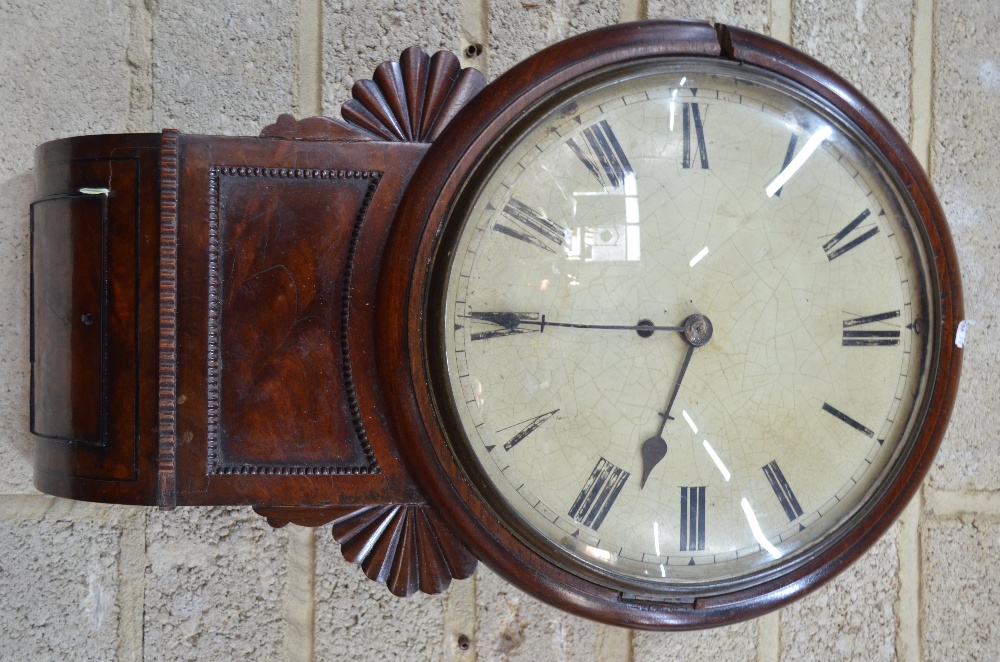 A Regency mahogany drop-dial clock with fusee movement,