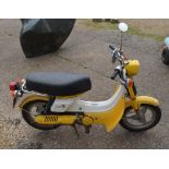 A 1978 vintage Honda NF75 motorcycle, 71 cc, yellow, showing 4,508 miles,