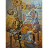 WITHDRAWN ** J Abadie - 'Thomas a la chaise blanche devant La Loire', oil on canvas,
