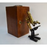 A Carl Zeiss Jena brass microscope no 11719,