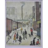 ** Laurence Stephen Lowry (1887-1976) - Street scene, print, pencil signed to lower right margin,