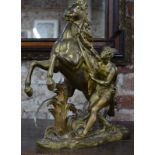 A 19th century gilt bronze Marley horse table lamp after Cousteau,