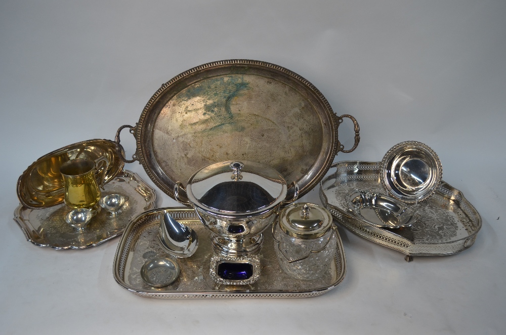 Four electroplated trays, a tureen, vases, - Image 2 of 3