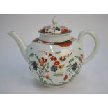 A First Period Worcester Kempthorn pattern spherical teapot and cover, c.