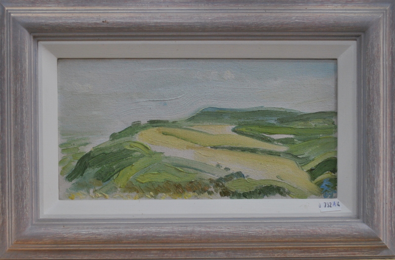 Steve Risby - 'Becon view east', oil on board, signed and dated 02 to lower right, 14.5 x 28. - Image 2 of 4
