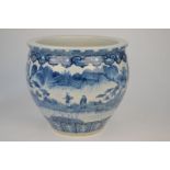 A blue and white fishbowl, 25 cm diameter, Kangxi four-character mark,