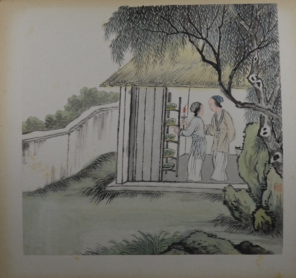 An album or folio of seven Chinese Pictures; some illustrating a silk, textile, or other, - Image 5 of 17