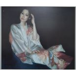 A framed picture of a girl after Chen Yifei,
