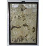 A silk textile embroidery decorated with birds and natural history designs,