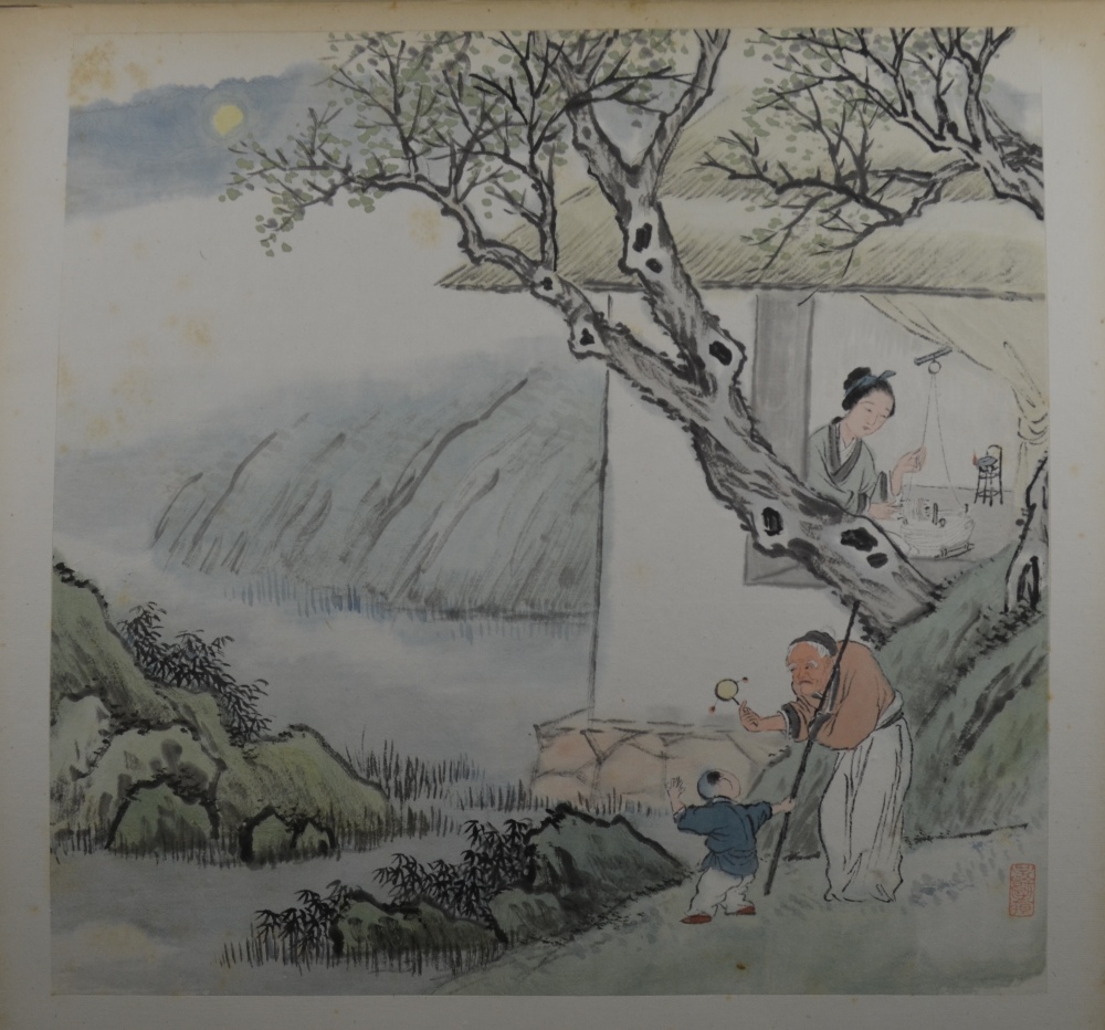 An album or folio of seven Chinese Pictures; some illustrating a silk, textile, or other, - Image 9 of 17