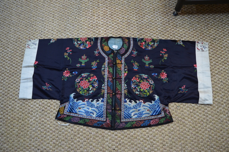 A blue-black ground Chinese silk coat, - Image 5 of 8