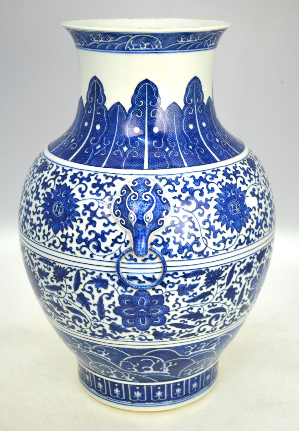 A blue and white vase with flaring trumpet neck, - Image 2 of 10