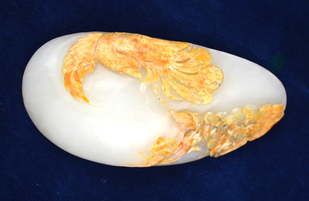 A jade pebble carving designed with a large bird above a peony, - Image 4 of 5