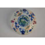 A famille rose and underglaze blue decorated, circular box and cover; 6.