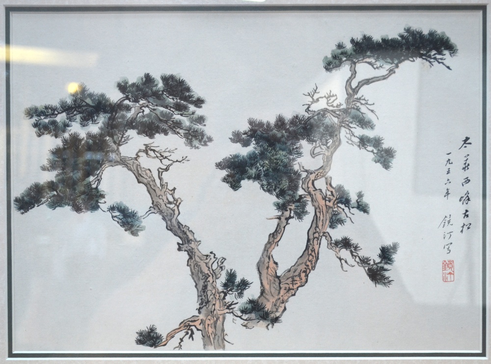 Two Chinese printed pictures, both framed and glazed: one of apple blossom, - Image 2 of 6
