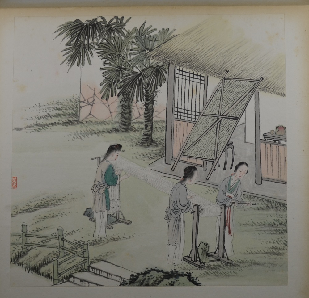 An album or folio of seven Chinese Pictures; some illustrating a silk, textile, or other, - Image 11 of 17