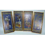 A set of four rectangular Chinese textile panels;