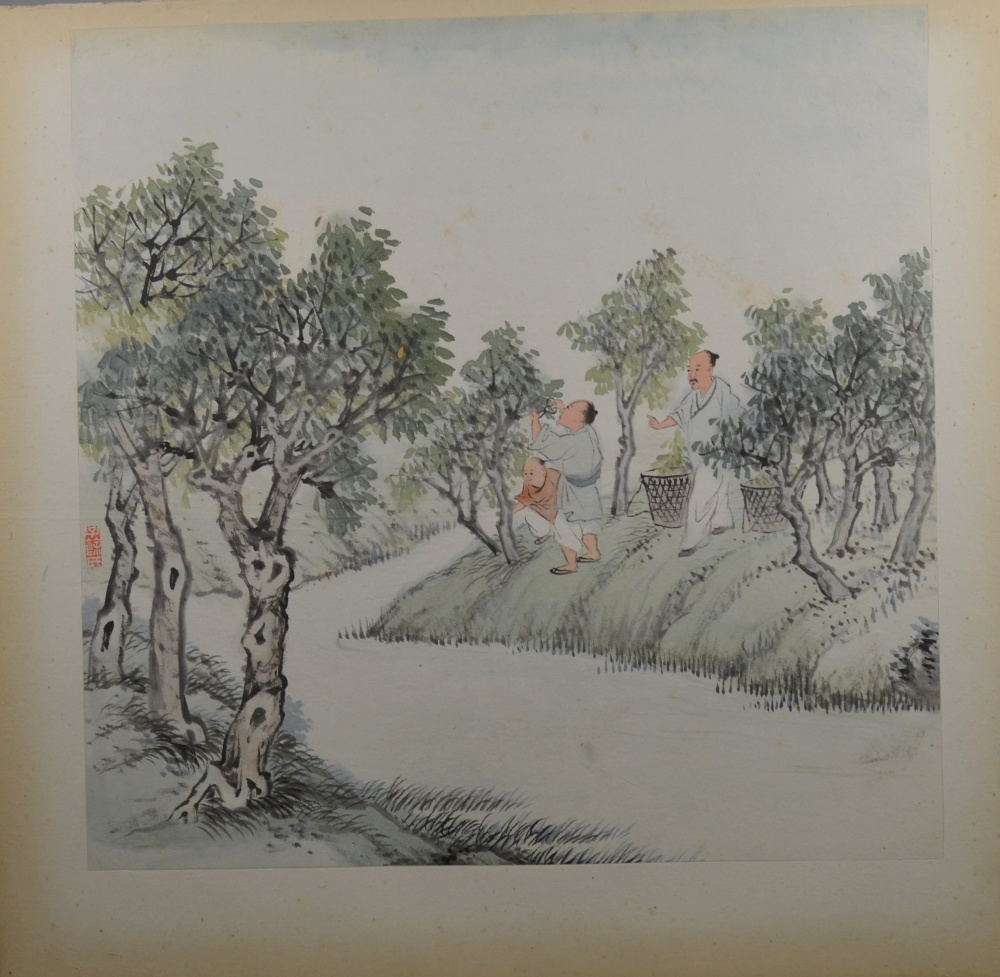 An album or folio of seven Chinese Pictures; some illustrating a silk, textile, or other, - Image 3 of 17