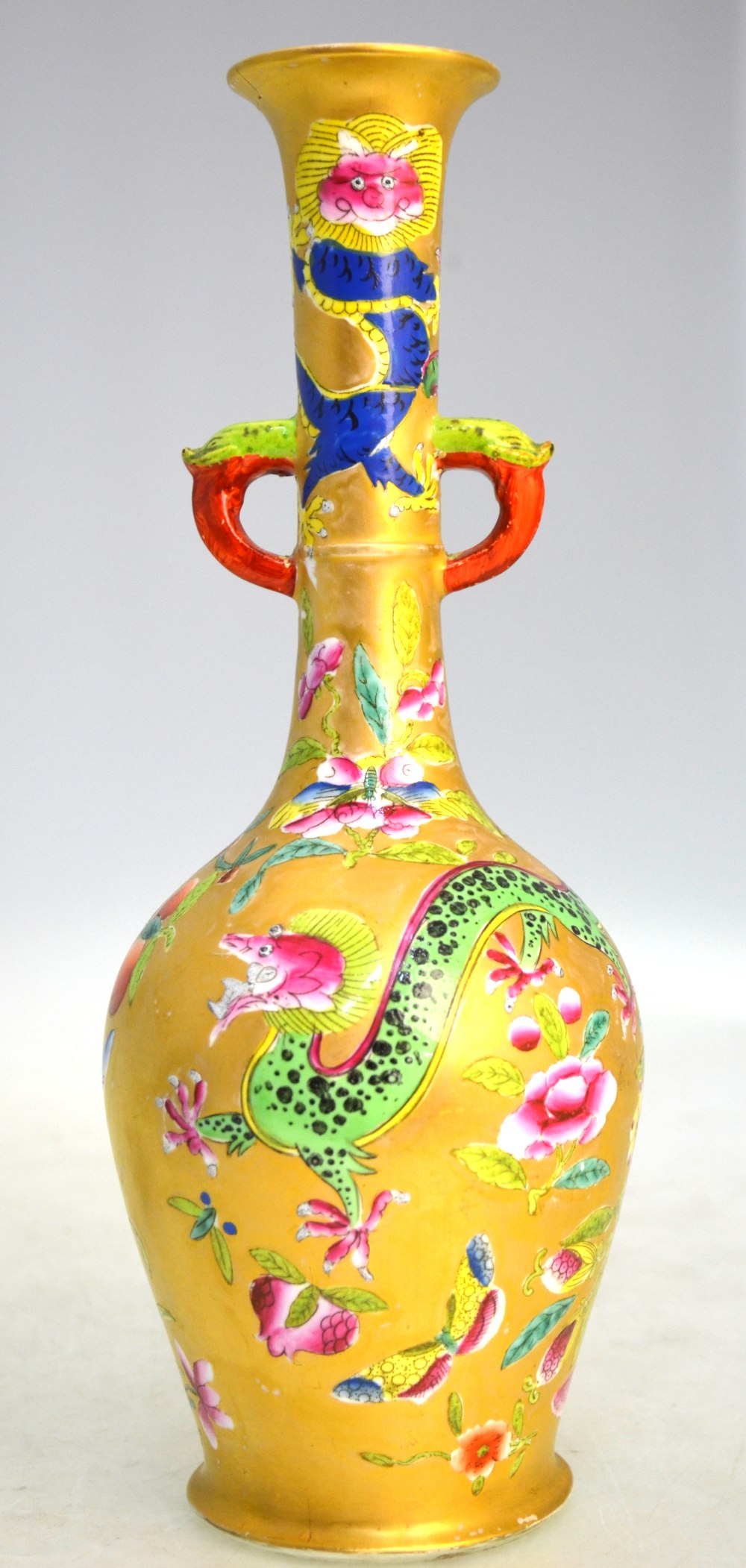 A miniature famille rose vase with unglazed base, 7cm high; together with another famille rose vase, - Image 8 of 9