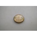 An oval shell cameo brooch of female in