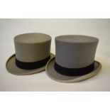 A grey felt top hat retailed by Joshua T