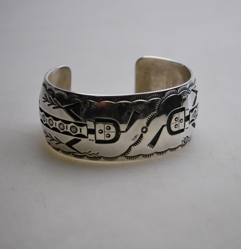 A Navajo silver bracelet, stamped R.H.Be