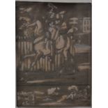 English school - Man on horse, pencil an