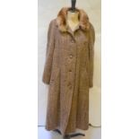 An Aquascutum brown tweed coat with fur