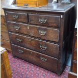 A 17th century joined oak chest of two s