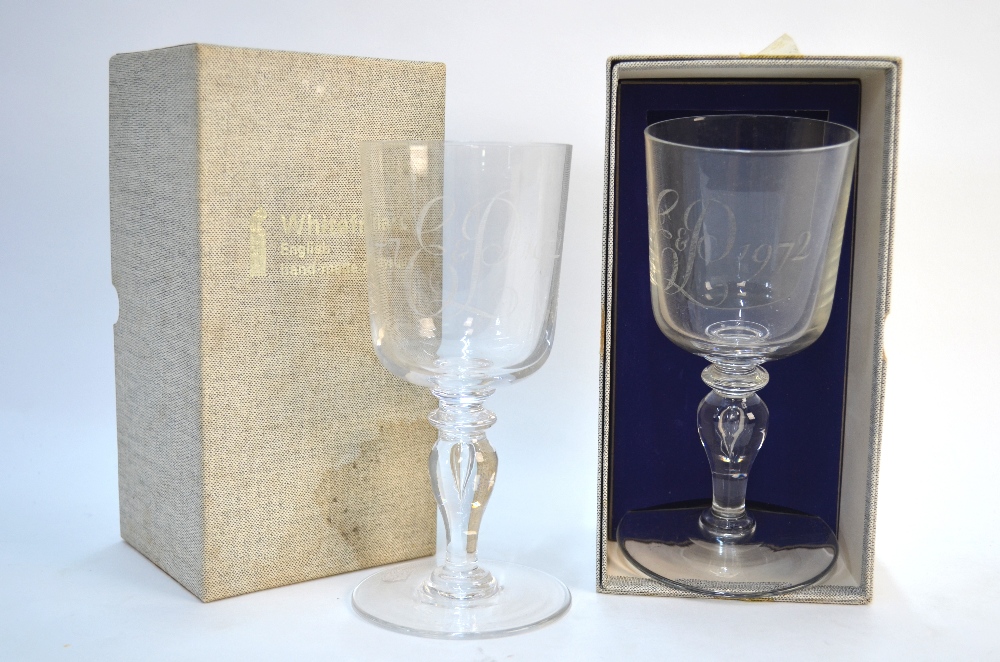 A pair of Whitefriars goblets commemorat